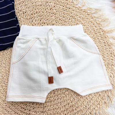 Conj. Camiseta Listrada com Bermuda Saruel - Marinho e Off White